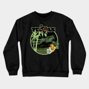 Texas Style Lone Surfer in Green Crewneck Sweatshirt